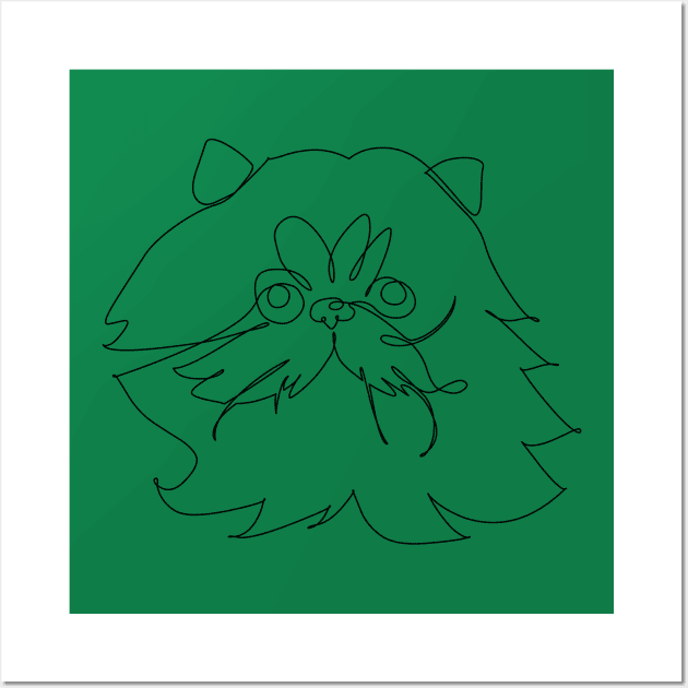 One Line Persian Cat Wall Art by huebucket